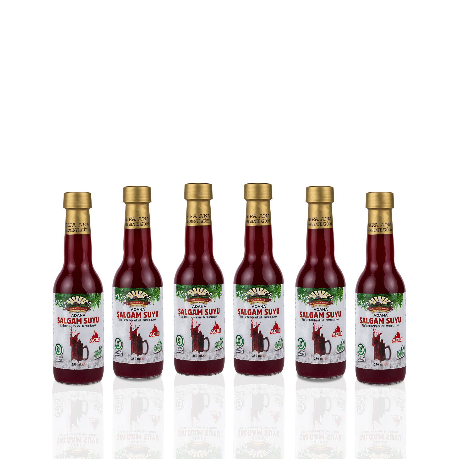 6 Adet Adana Şalgamı (250ml.) Cam Şişede (acılı)