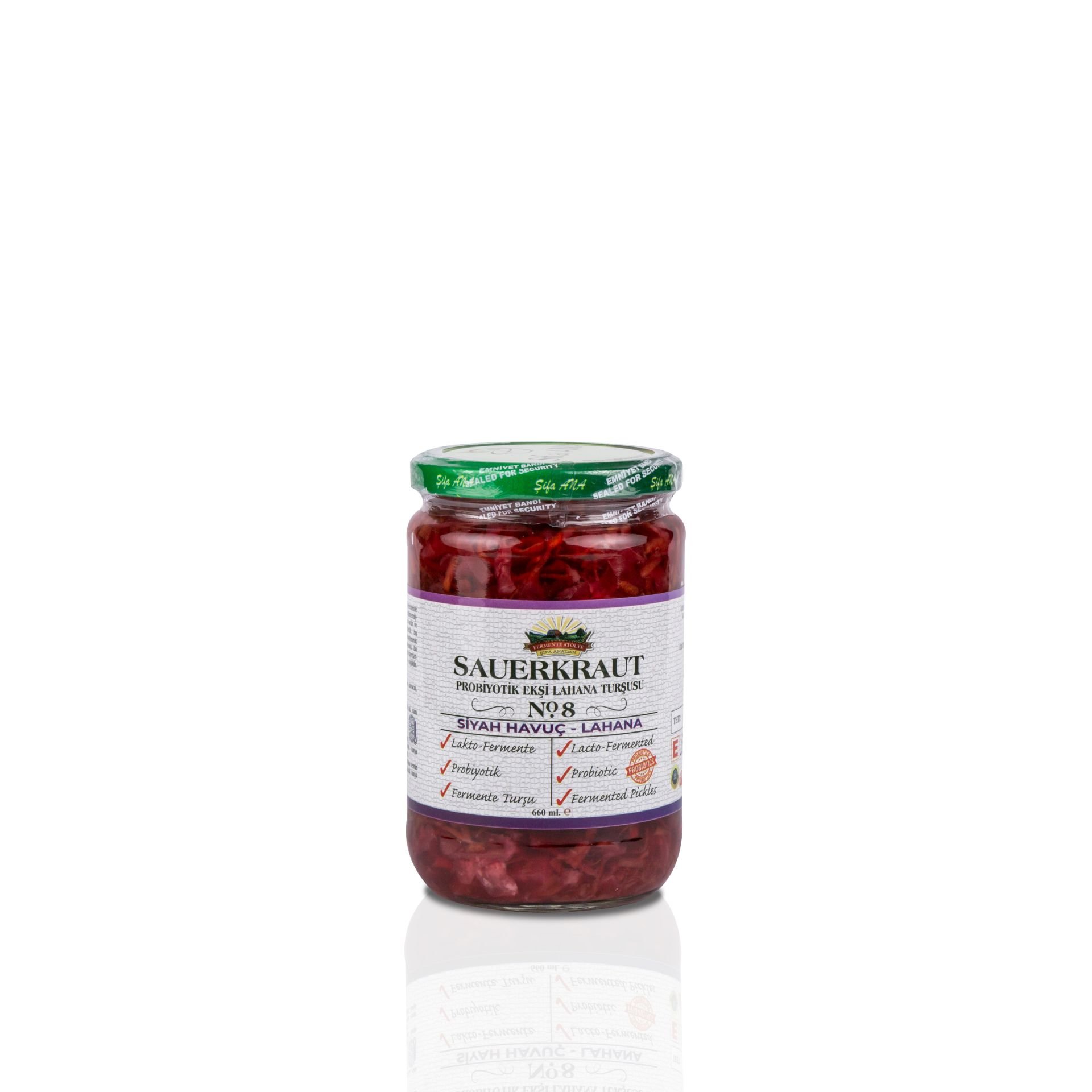 Sauerkraut (Ekşi Lahana Turşusu) No8 Siyah Havuçlu (660cc.)