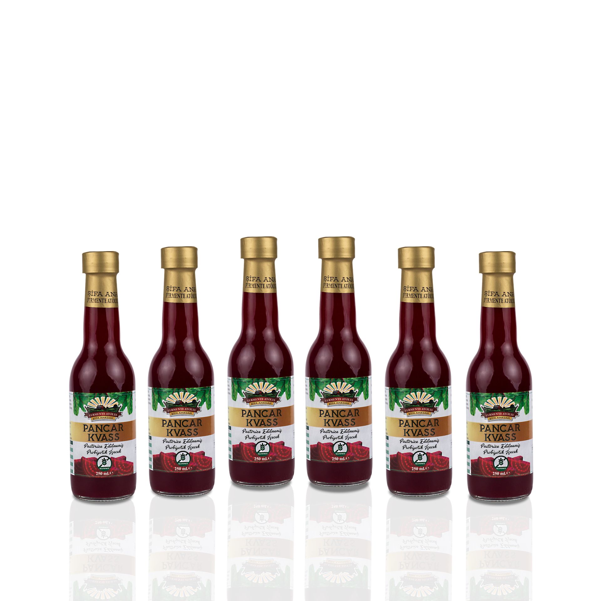 6 Adet Pancar Kvass (250ml.) Cam Şişede