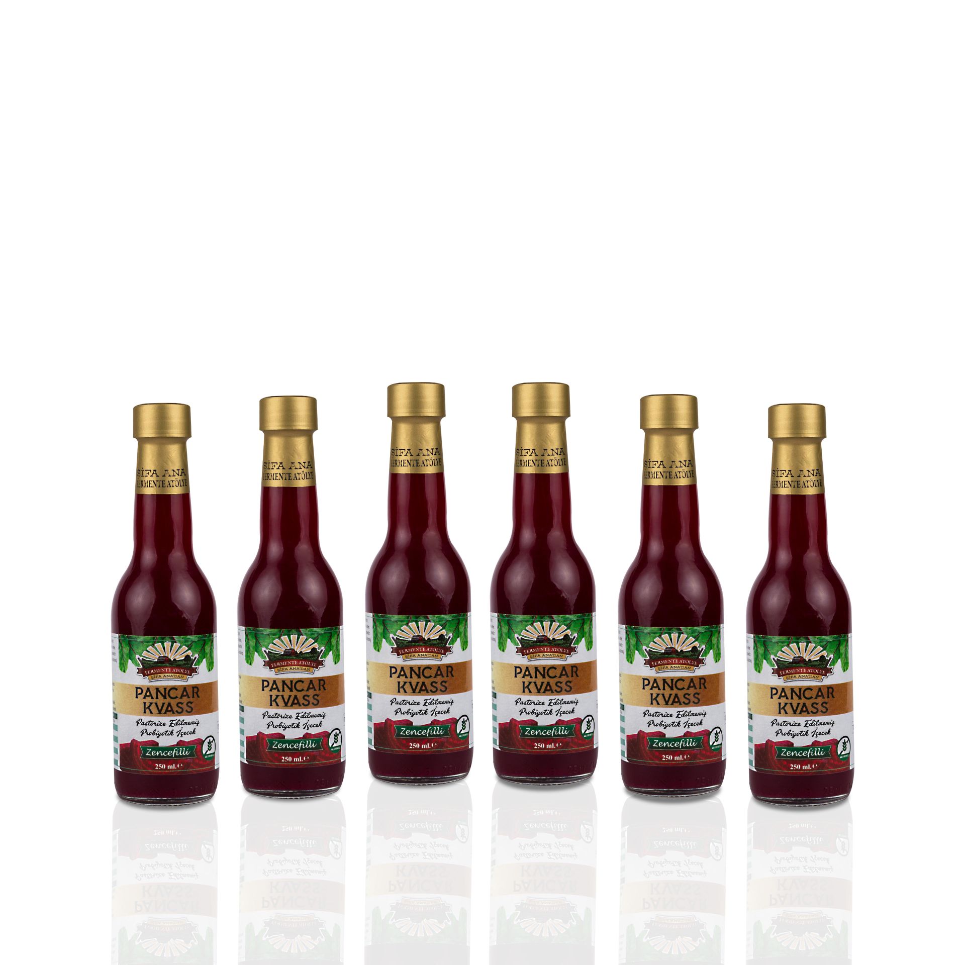 6 Adet Zencefilli Pancar Kvass (250ml.) Cam Şişede
