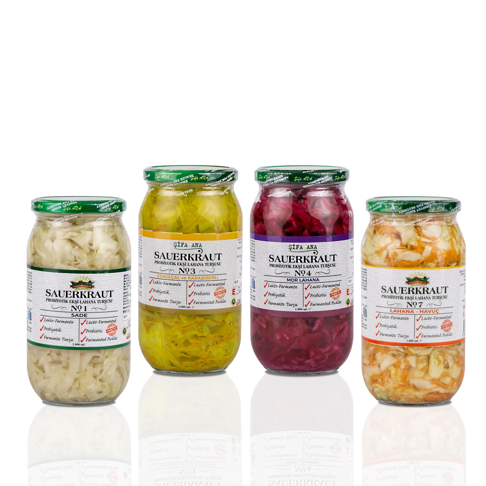 4 Adet Probiyotik Sauerkraut Turşu Çeşitleri (1000CC) No.2