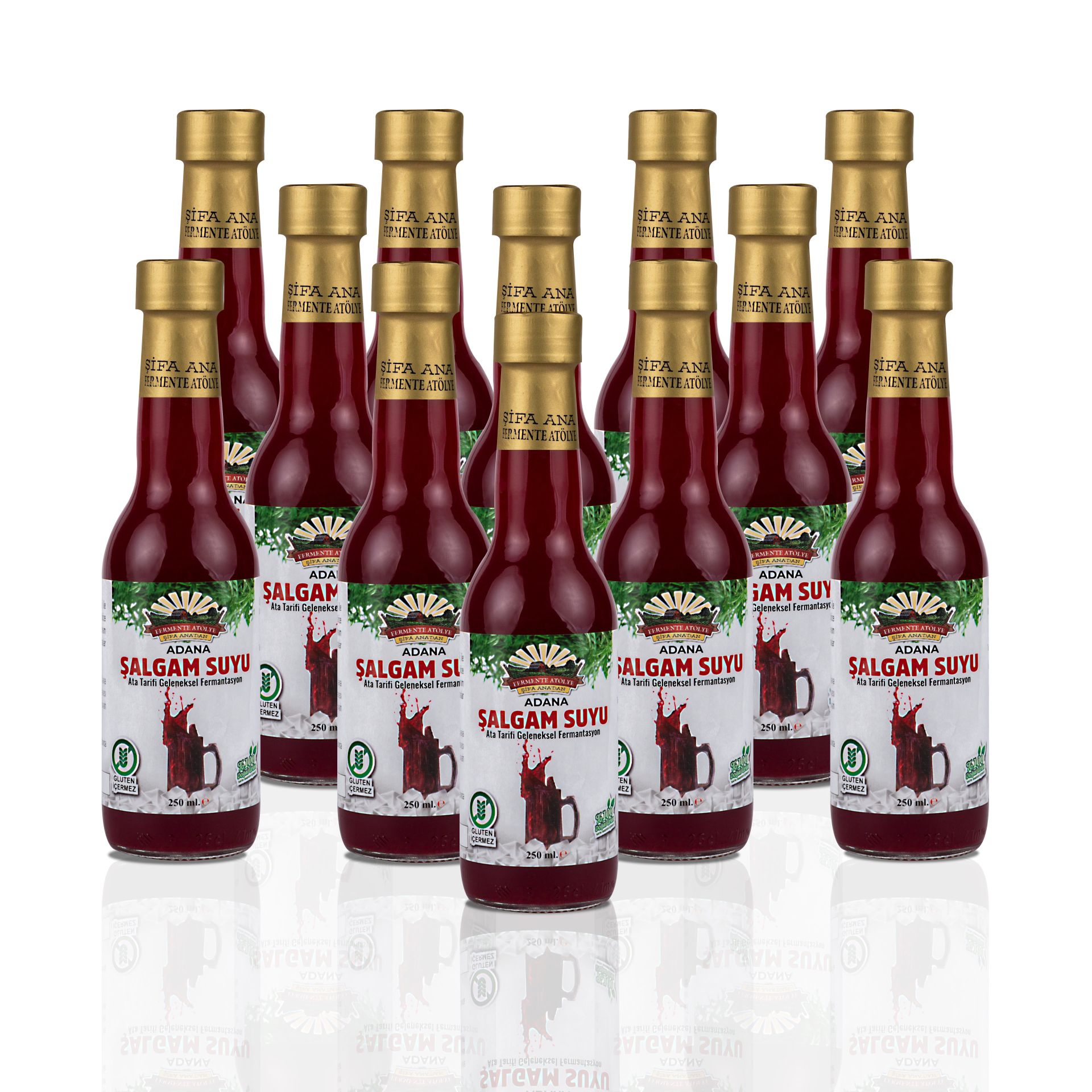 12 Adet Adana Şalgamı (250ml.) Cam Şişede (acısız)