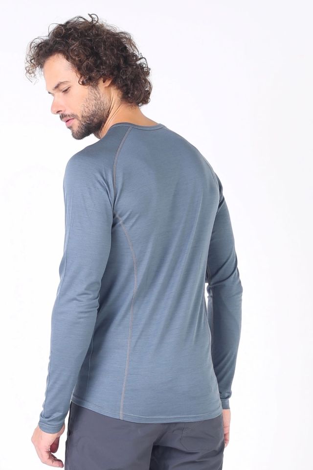 Woolona 100% Merinos Yün ERİS Gri Uzun Kollu T-Shirt