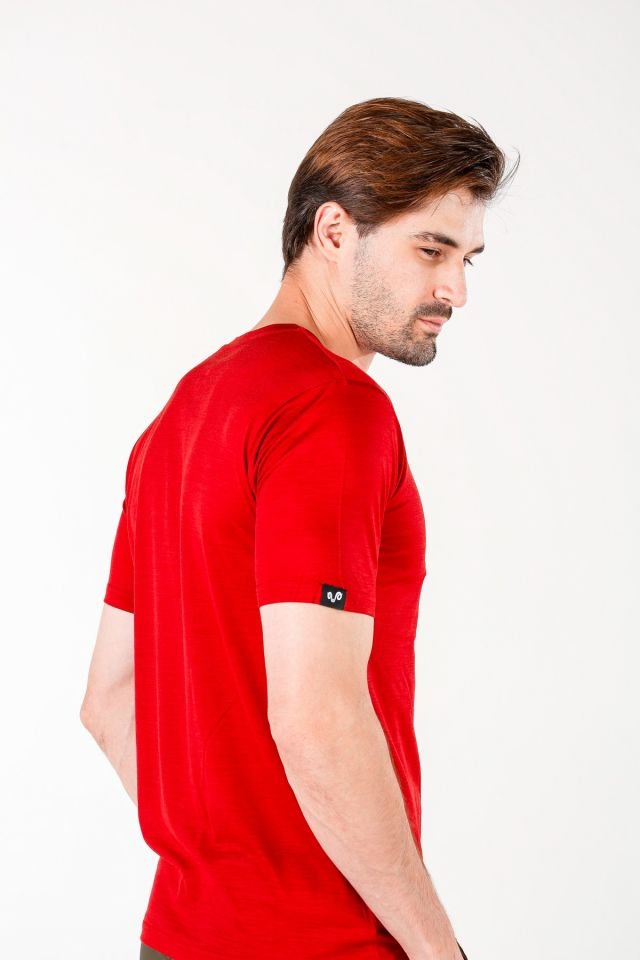 Woolona 100% Merinos Yün NOTUS Kırmızı T-Shirt