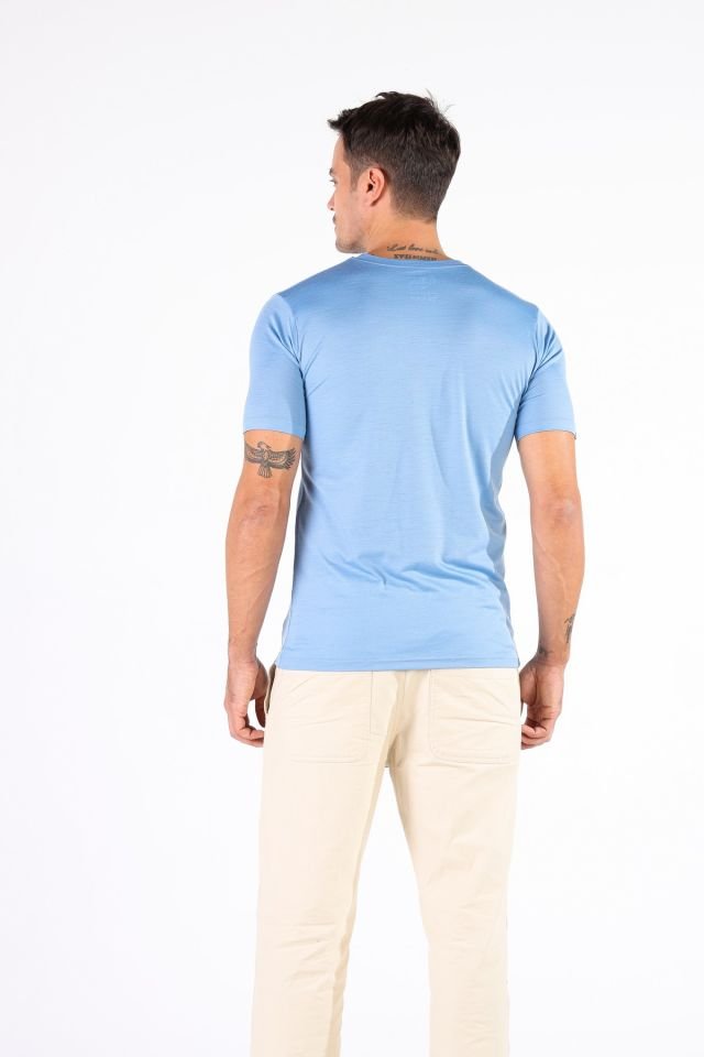 Woolona 100% Merinos Yün NOTUS Mavi T-Shirt