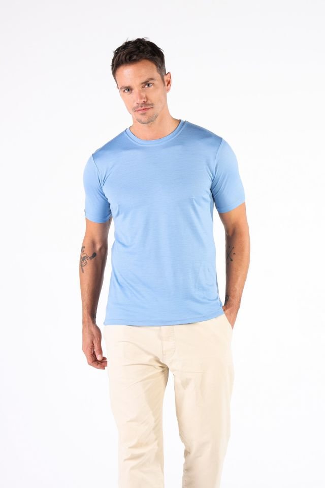 Woolona 100% Merinos Yün NOTUS Mavi T-Shirt