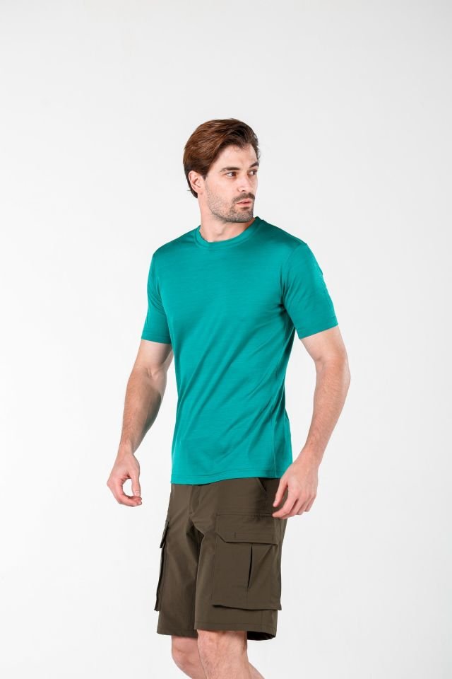 Woolona 100% Merinos Yün NOTUS Koyu Yeşil T-Shirt