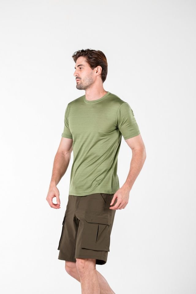 Woolona 100% Merinos Yün NOTUS Yeşil T-Shirt