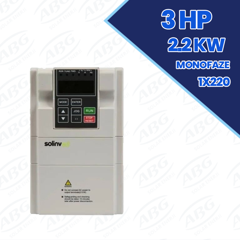 Solinved 3 HP 2.2 kW Monofaze(1x220) Solar Pompa Sürücü