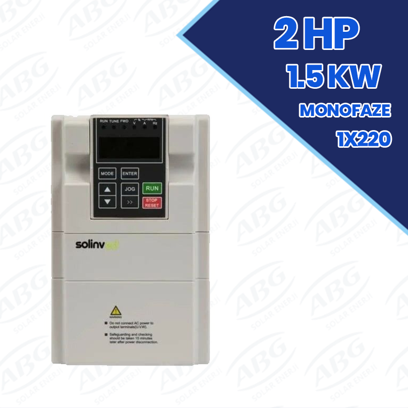 Solinved 2 HP 1.5 kW Monofaze(1x220) Solar Pompa Sürücü