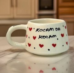 İlbay Klasik Seramik Kupa Bardak Mug Kalpli Kocam da Kocam