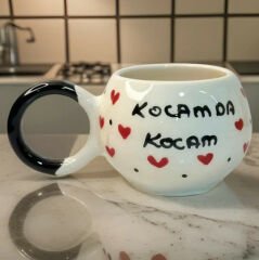 İlbay Ece Kalpli Seramik Kupa Mug Kocam da Kocam