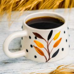 Bozkır Desenli Seramik Kupa Mug Duble Kahve Fincanı