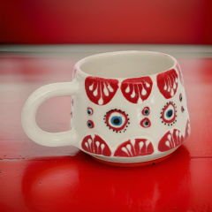 İlbay Seramik Kupa Mug Klasik Kırmızı Nazar