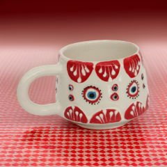 İlbay Seramik Kupa Mug Klasik Kırmızı Nazar