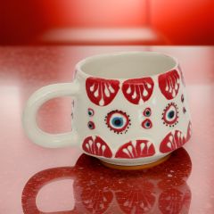 İlbay Seramik Kupa Mug Klasik Kırmızı Nazar