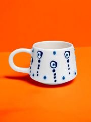 İlbay Seramik El İşi Kupa Bardak Mug Klasik Damla Nazar