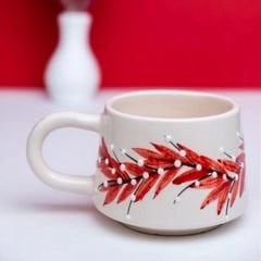 İlbay Seramik Kupa Mug Klasik Kırmızı Pıtırcık