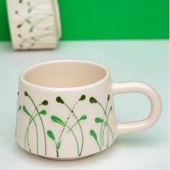 İlbay Seramik Kupa Bardak Mug Klasik Modern Yeşil