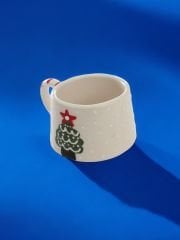 Yılbaşı Temalı El İşi Seramik Kupa Bardak Klasik Çam Ağacı Mug