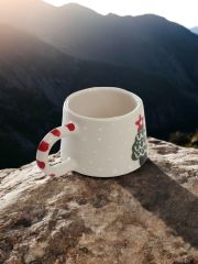 Yılbaşı Temalı El İşi Seramik Kupa Bardak Klasik Çam Ağacı Mug