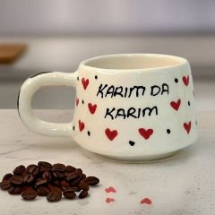 İlbay Seramik Kupa Bardak Klasik Kalp Karım da Karım