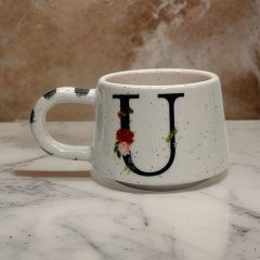İlbay Seramik Harfli Klasik Kupa Bardak Mug - U Harfi