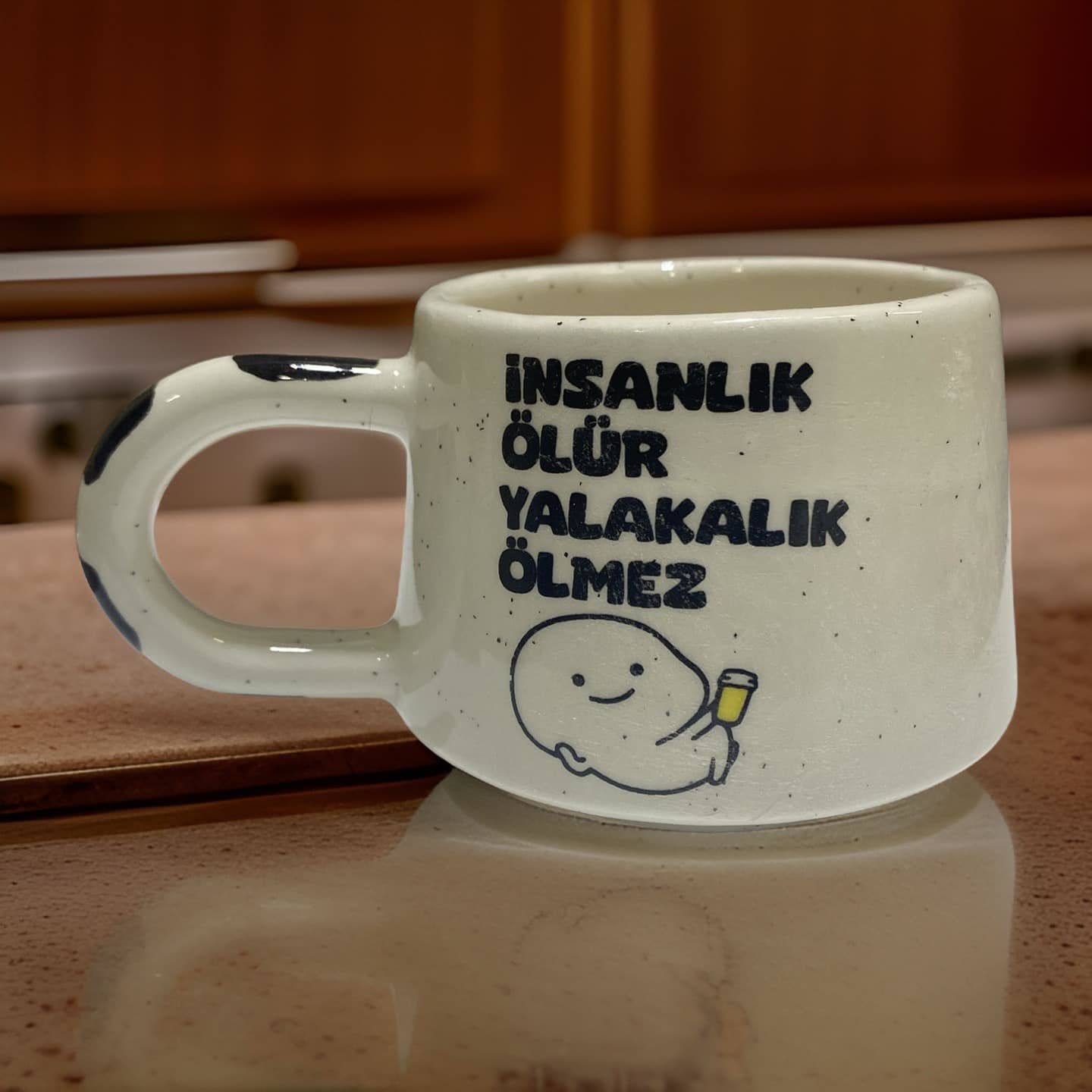 İlbay El İşi Seramik Klasik Kupa Mug İnsanlık Ölür Yalakalık Bitmez