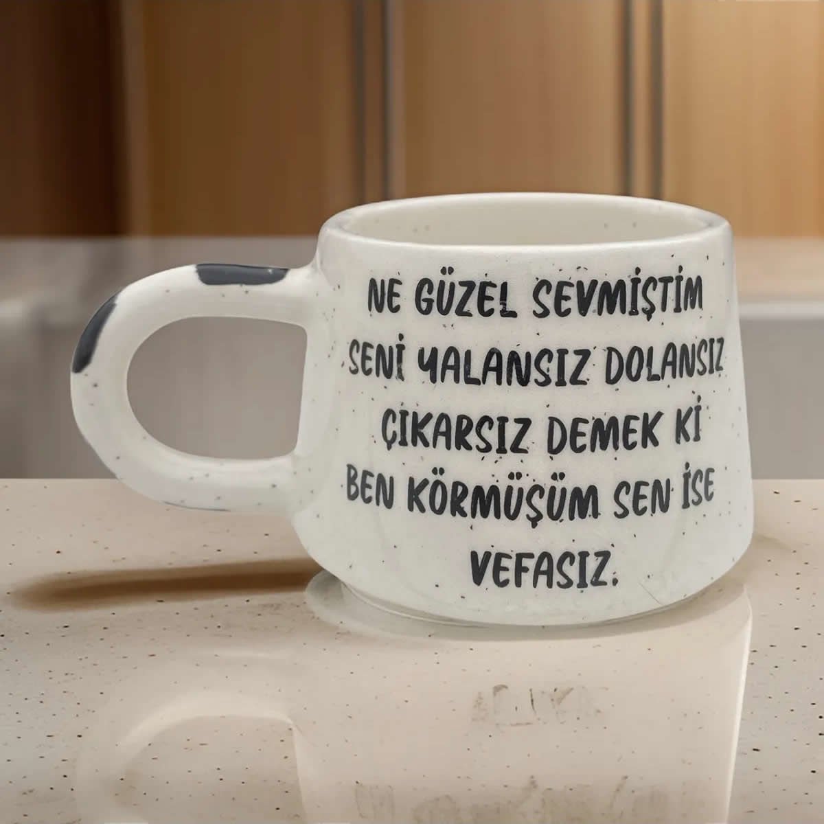 İlbay El İşi Seramik Klasik Kupa Bardak Mug Ne Güzel Sevmiştim Seni