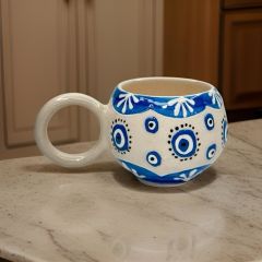 İlbay Seramik Ece Kupa Bardak Mug Mavi Nazar