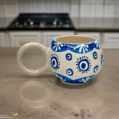 İlbay Seramik Ece Kupa Bardak Mug Mavi Nazar