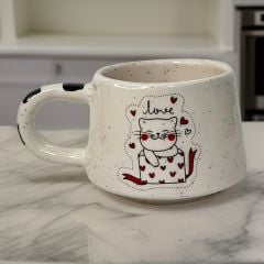 İlbay Seramik Klasik Kupa Bardak Mug Love Kedi