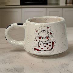 İlbay Seramik Klasik Kupa Bardak Mug Love Kedi