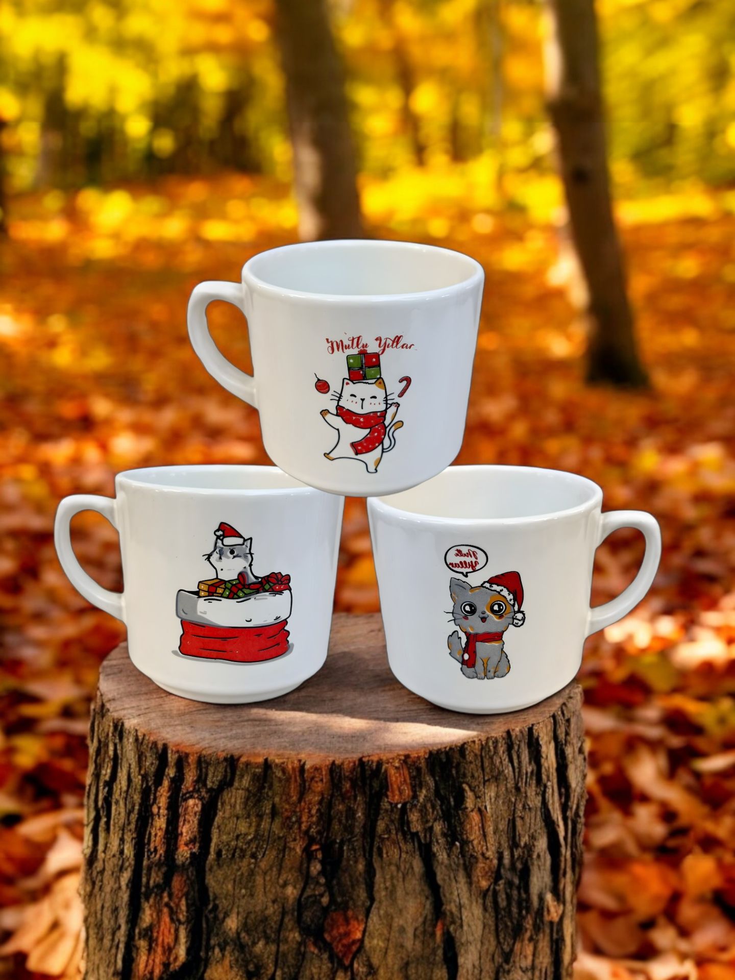 Yılbaşı Hediyesi 3’lü Seramik Times Kupa Bardak Mug
