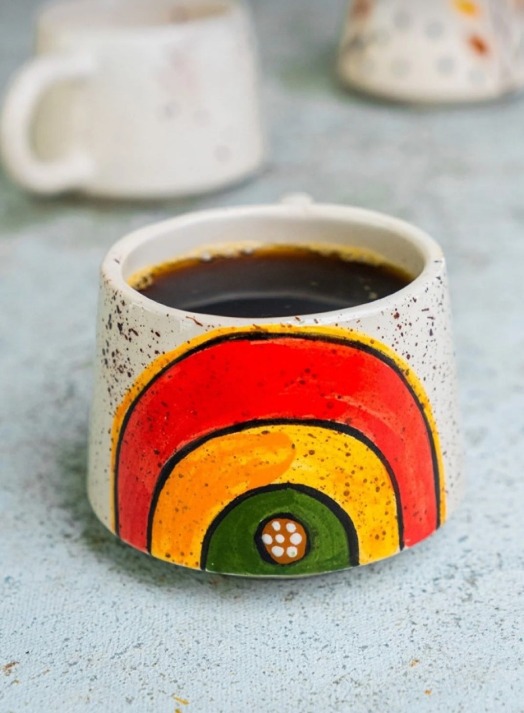 İlbay Seramik Kupa Mug Klasik Püskürtme Gökkuşağı