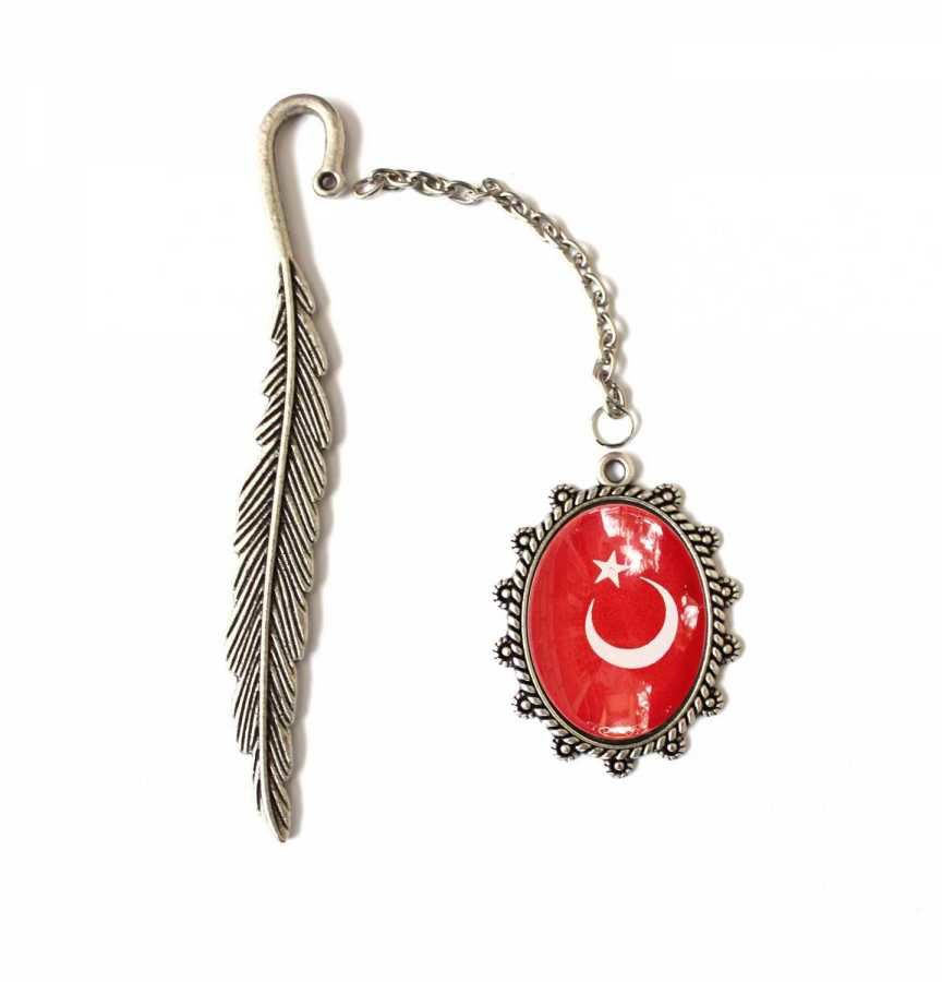 Türk Bayrağı Çini Takı Kitap Ayracı 8729DS712