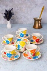 İlbay Çini Seramik 6 Kişilik El Yapımı Renk Çümbüşü Kahve Fincanı(Kopya)