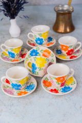 İlbay Çini Seramik 6 Kişilik El Yapımı Renk Çümbüşü Kahve Fincanı(Kopya)