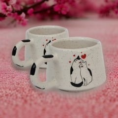 2 Adet 2 li Kedi Seramik Kupa Bardak Mug