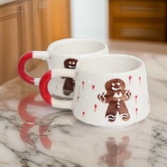 Zencefilli Kurabiye Adam Gingerbread Man 2 li Seramik Kupa Mug