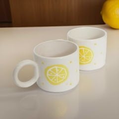 İlbay Seramik 2 li Silindir Sarı Limon Kupa Bardak Mug