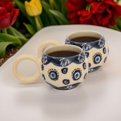 İlbay Seramik 2 li Ece Lacivert Nazar Kupa Bardak Mug Nescafe fincanı