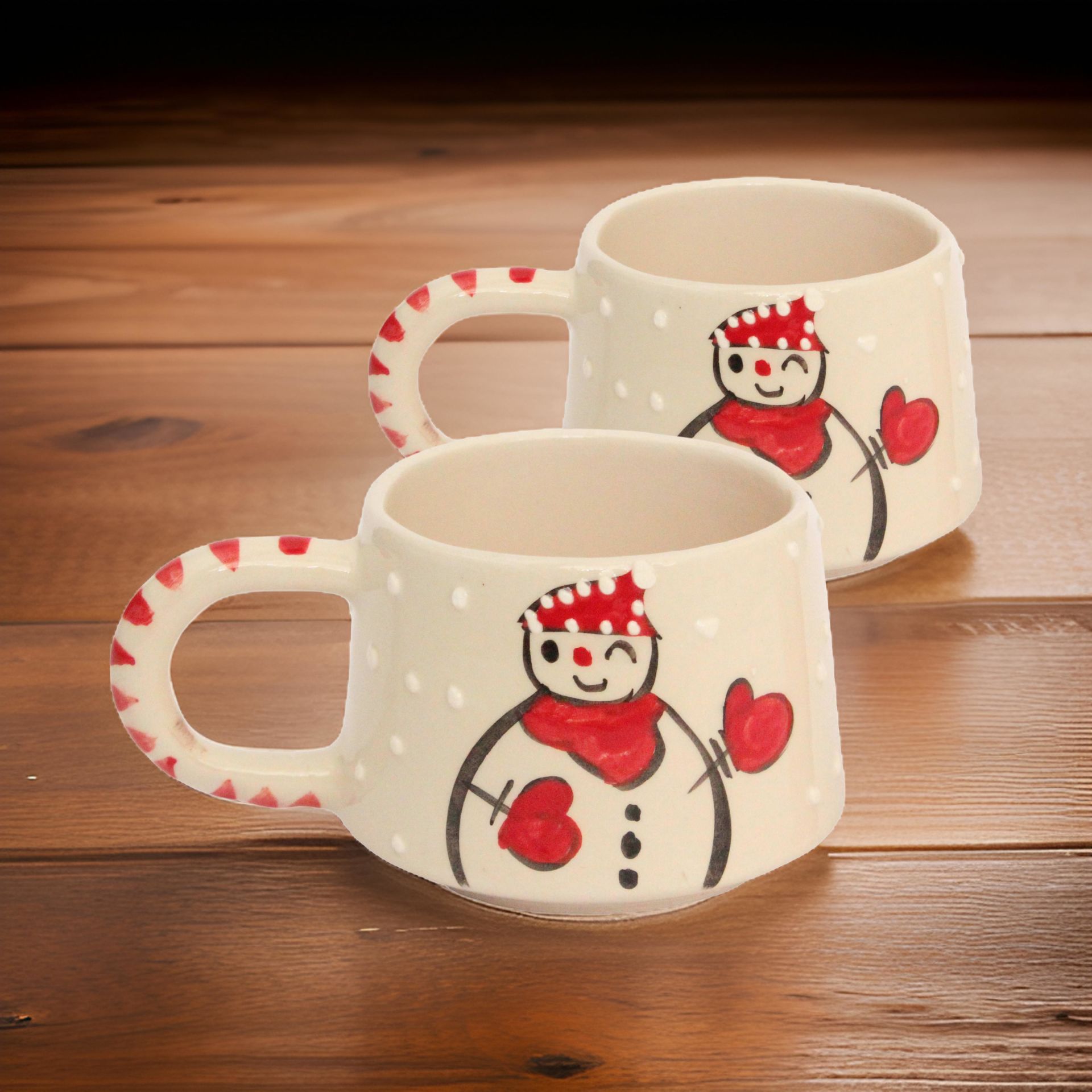 İlbay Seramik 2 li Klasik Kardanadam Kupa Bardak Mug Nescafe Fincanı