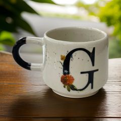 İlbay Seramik Harfli Klasik Kupa Bardak Mug - G Harfi
