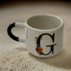 İlbay Seramik Harfli Klasik Kupa Bardak Mug - G Harfi