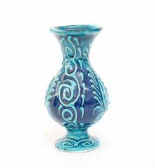 İlbay 15 cm Turkuaz Renk Geniş Ağızlı Çini Seramik Vazo
