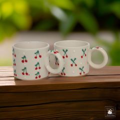 2 li Silindir Baby Kiraz Kupa Bardak Mug Nescafe Fincanı