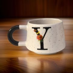 İlbay Seramik Harfli Klasik Kupa Bardak Mug - Y Harfi