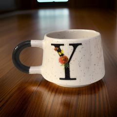İlbay Seramik Harfli Klasik Kupa Bardak Mug - Y Harfi