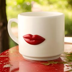 Metalli Dudak Seramik Kupa Bardak Mug Neskafe Fincanı